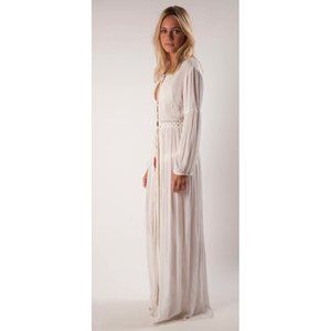 Z&L Europe Long Sleeve Boho Cream Maxi Cover-up Size M. Beth Dutton Dress
